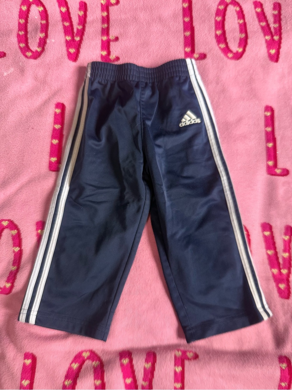 adidas Navy Blue Kids Joggers with White Side Stripes